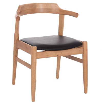 ΣΕΤ 2 ΤΕΜΑΧΙΩΝ - ΠΟΛΥΘΡΟΝΑ FB99946.01 RUBBERWOOD ΣΕ LIGHT OAK & PU ΣΕ ΜΑΥΡΟ 57x53x72Υεκ