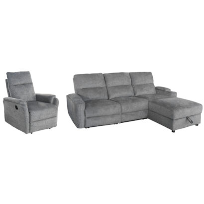 ΣΕΤ ΚΑΝΑΠΕΣ-ΠΟΛΥΘΡΟΝΑ RELAX FB910736.03 ΓΚΡΙ ΥΦΑΣΜΑ-ΗΛ.ΑΝΑΚΛΙΣΗ [R]