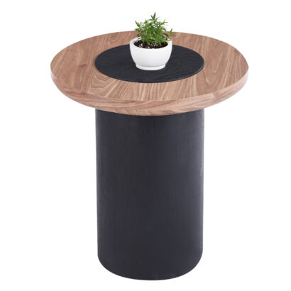 ΤΡΑΠΕΖΑΚΙ ΣΤΡΟΓΓΥΛΟ ΒΟΗΘΗΤΙKΟ FB918434.05 MDF TOP ΚΑΡΥΔΙ & ΒΑΣΗ ΜΑΥΡΗ Φ45x50Υεκ